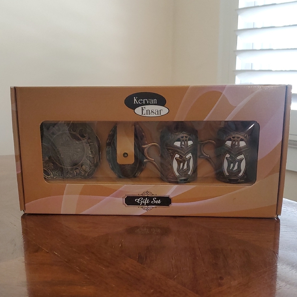 Turkish Coffee Set, Brown and Tan Home Accent Gift Set